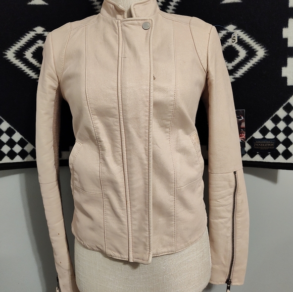 🩷GUC Free People Max Moto Inspired Full Zip Suede Faux Leather Jacket, Pink, S - Picture 5 of 16